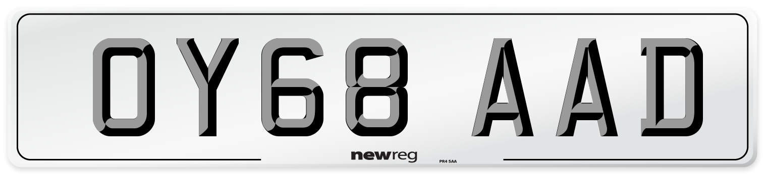 OY68 AAD Number Plate from New Reg